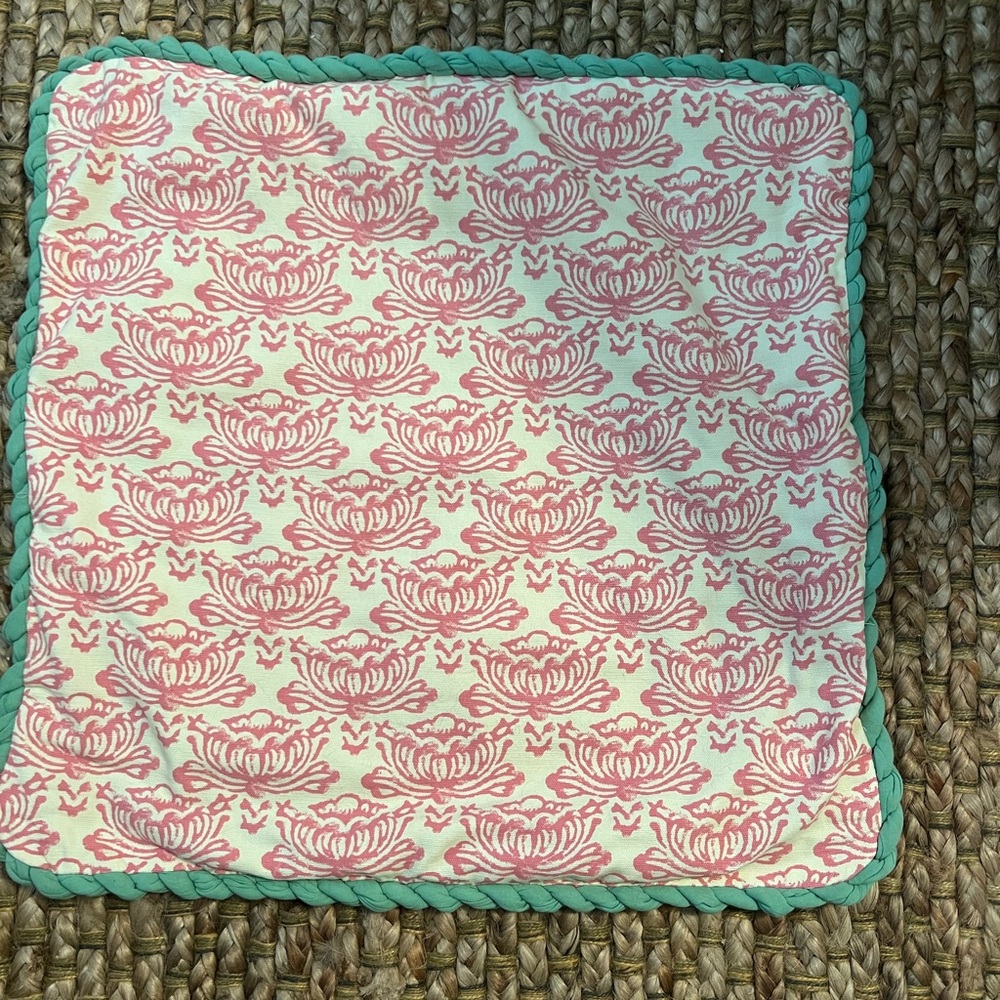 Pink and Green Patterned Cushion Cover
